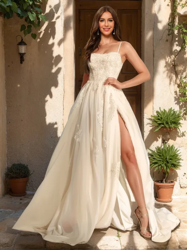 A-Line/Princess Spaghetti Straps Sleeveless Prom Dresses with Split Side sold by Lavetir