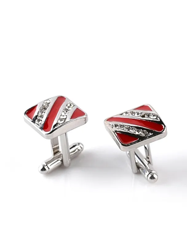 Men's Cubic 2Pcs Cufflinks with Rhinestones sold by Lavetir