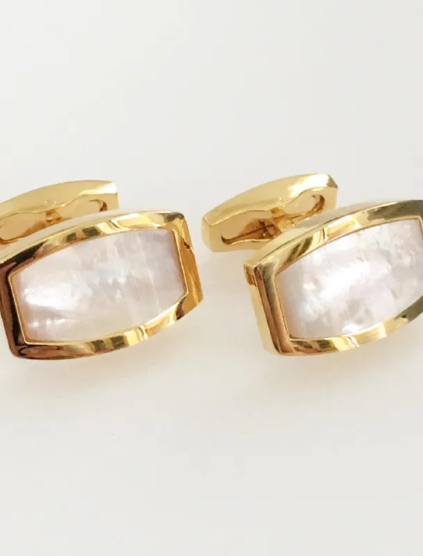 Men's 2Pcs Cufflinks Golden Geometric sold by Lavetir