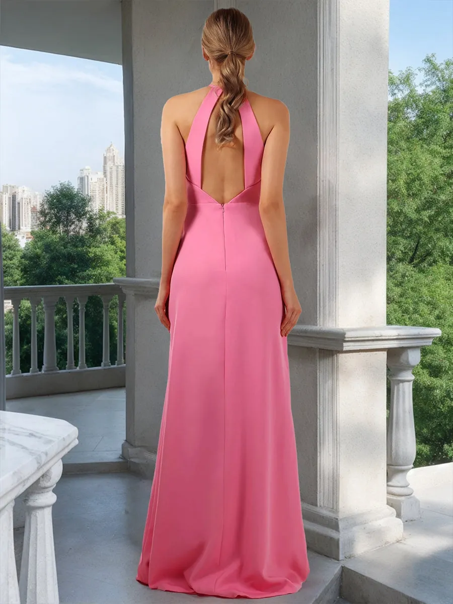 Sheath/Column Halter Sleeveless Prom Dresses with Split Side sold by Lavetir product image thumbnail 2