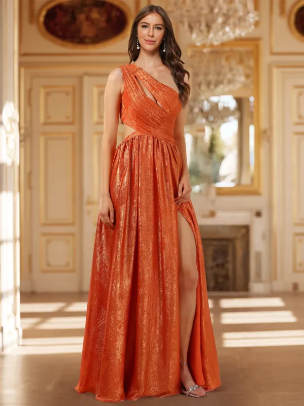 A-Line/Princess One-Shoulder Sleeveless Prom Dresses with Ruched sold by Lavetir