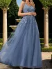 Ball Gown V-Neck Sleeveless Prom Dresses with Applique sold by Lavetir