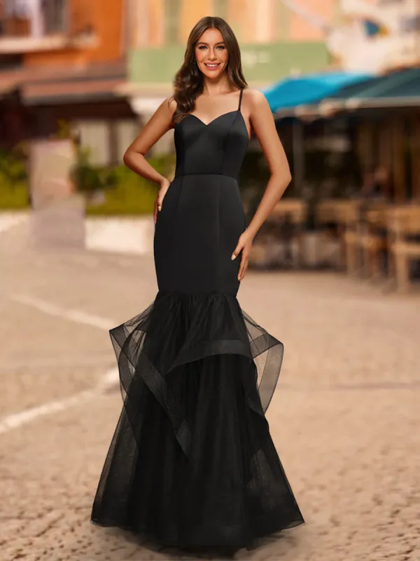 Trumpet/Mermaid V-Neck Sleeveless Tiered Prom Dresses sold by Lavetir