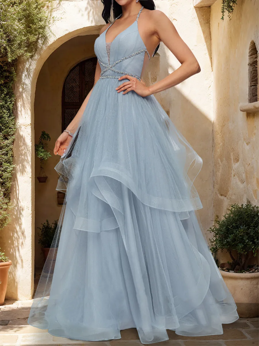Ball Gown Halter Sleeveless Prom Dresses with Tiered sold by Lavetir product image thumbnail 3