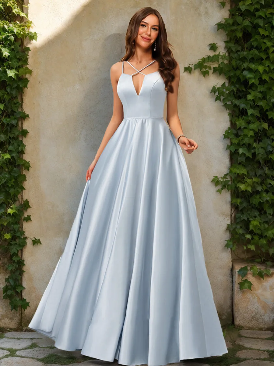A-Line/Princess V-Neck Sleeveless Prom Dresses with Ruched sold by Lavetir