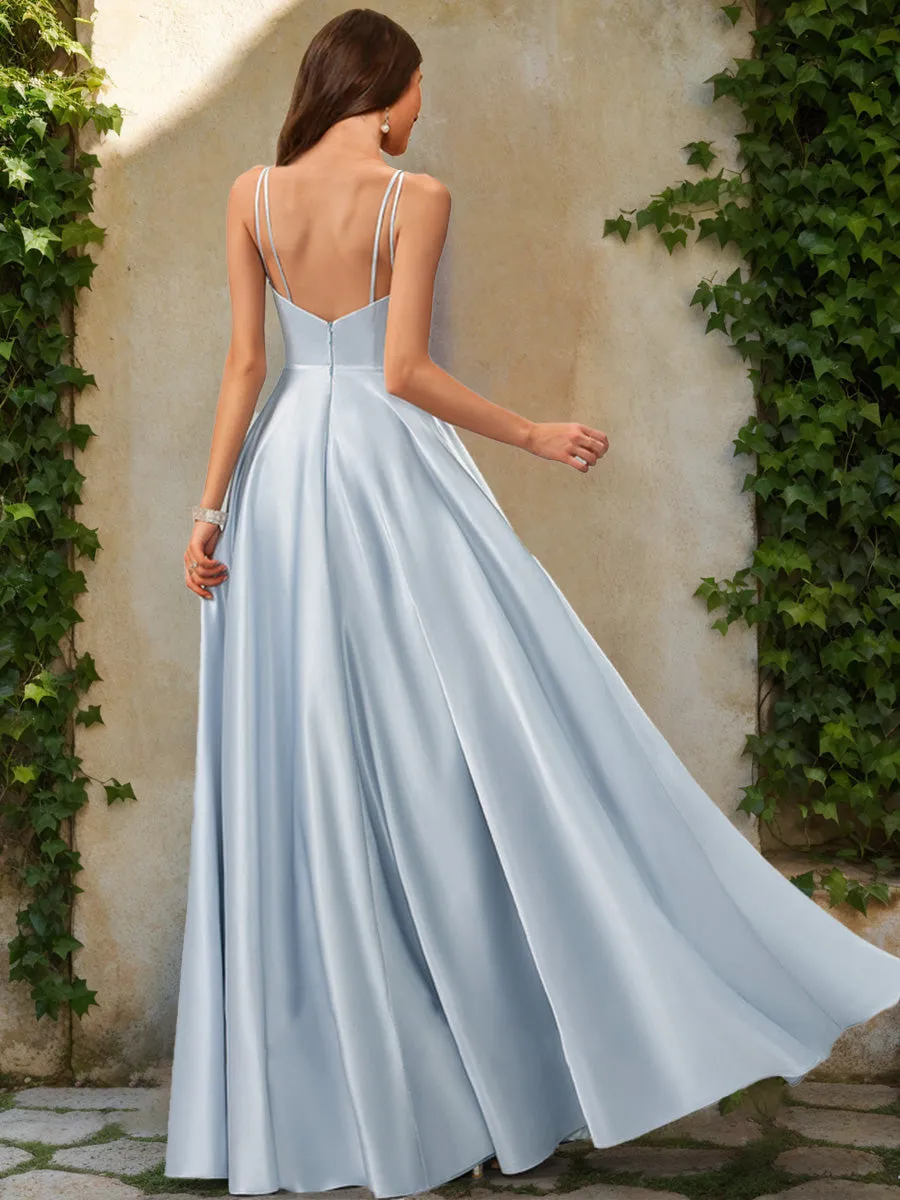 A-Line/Princess V-Neck Sleeveless Prom Dresses with Ruched sold by Lavetir product image thumbnail 2