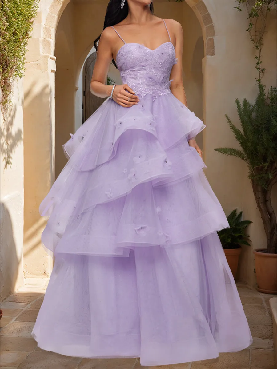 Ball Gown Sweetheart Sleeveless Tiered Prom Dresses sold by Lavetir product image thumbnail 3