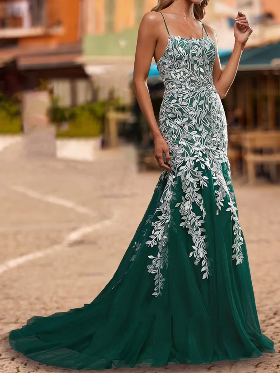 Trumpet/Mermaid Scoop Sleeveless Lace Prom Dresses sold by Lavetir product image thumbnail 4
