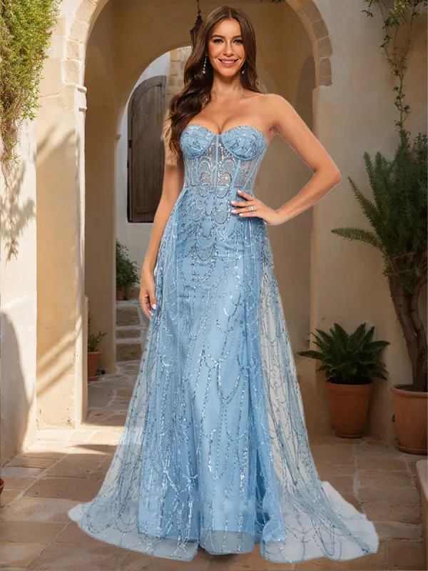 Sheath/Column Strapless Sleeveless Applique Prom Dresses sold by Lavetir