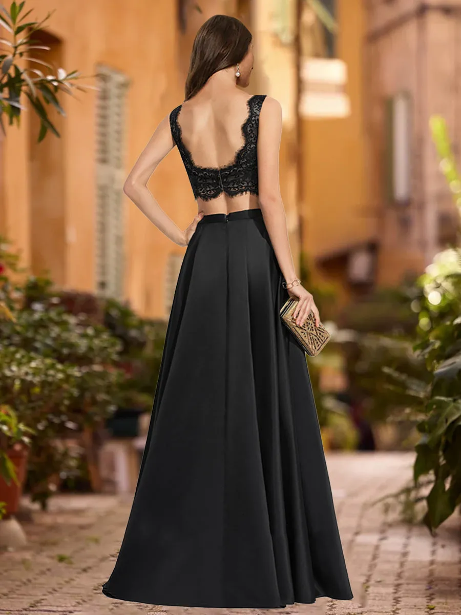 A-Line/Princess V-Neck Sleeveless Prom Dresses with Split Side sold by Lavetir product image thumbnail 2
