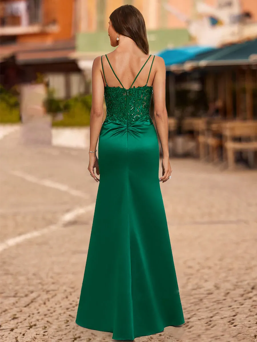 Trumpet/Mermaid V-Neck Sleeveless Prom Dresses with Split Side sold by Lavetir product image thumbnail 2