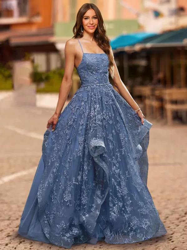 Ball Gown Square Neck Sleeveless Sequins Prom Dresses sold by Lavetir