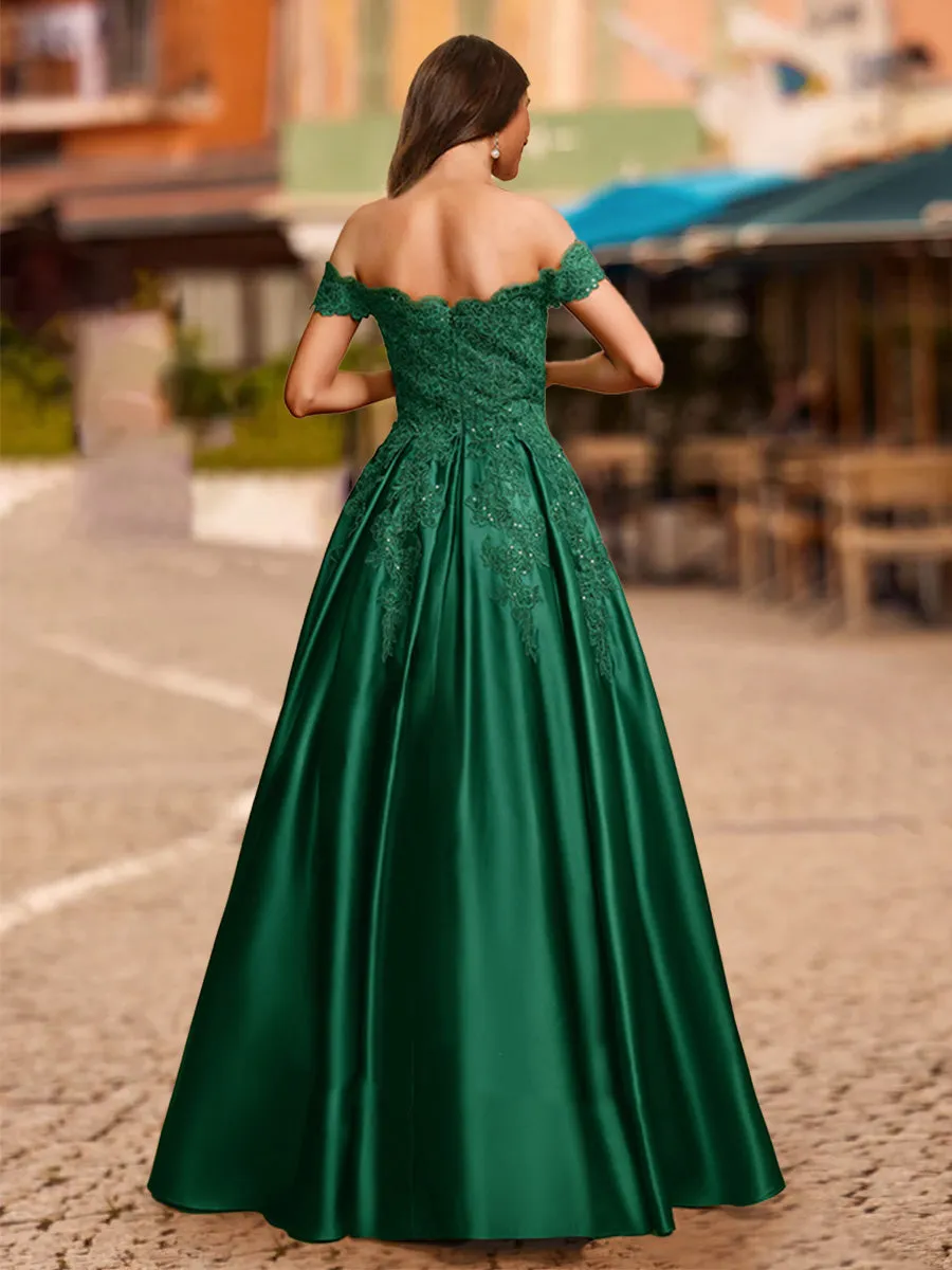Ball Gown Off-the-Shoulder Short Sleeves Sequins Prom Dresses sold by Lavetir product image thumbnail 2