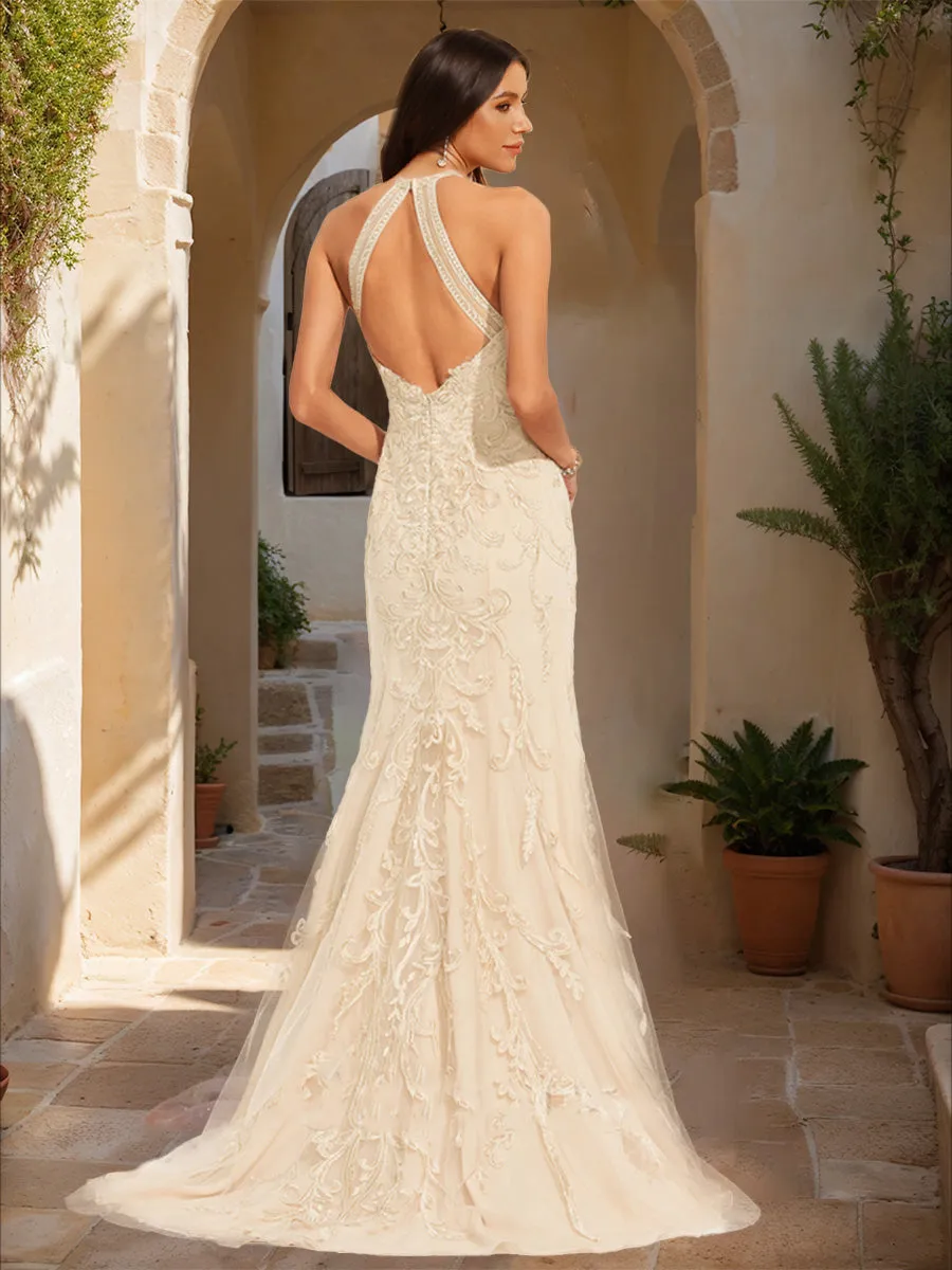 Trumpet/Mermaid Halter Sleeveless Applique Prom Dresses sold by Lavetir product image thumbnail 2