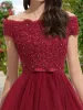 A-Line/Princess Off-the-Shoulder Short Sleeves Tiered Prom Dresses sold by Lavetir