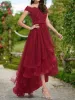 A-Line/Princess Off-the-Shoulder Short Sleeves Tiered Prom Dresses sold by Lavetir