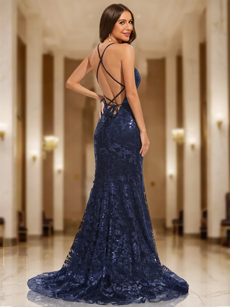 Trumpet/Mermaid V-Neck Sleeveless Sequins Prom Dresses sold by Lavetir product image thumbnail 2