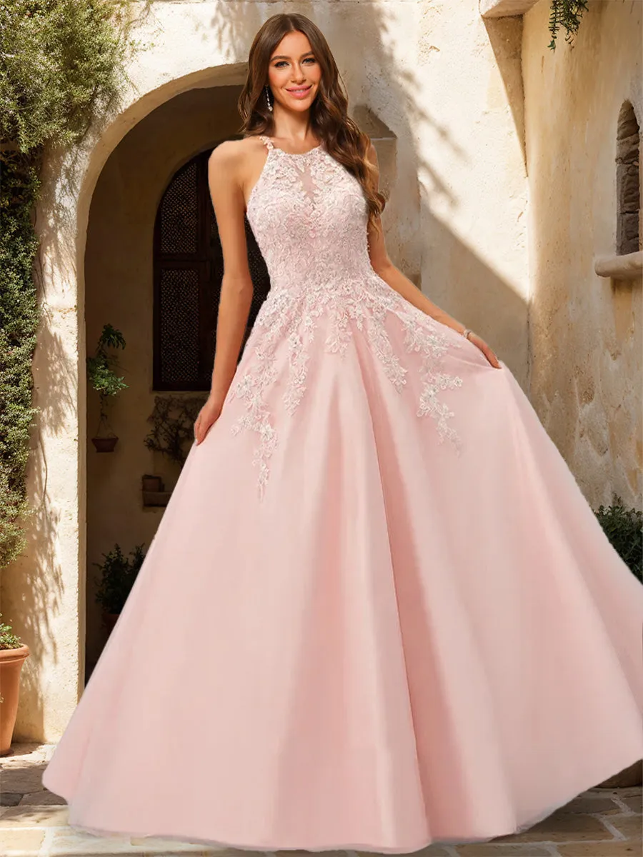 A-Line/Princess Halter Sleeveless Sequins Prom Dresses sold by Lavetir