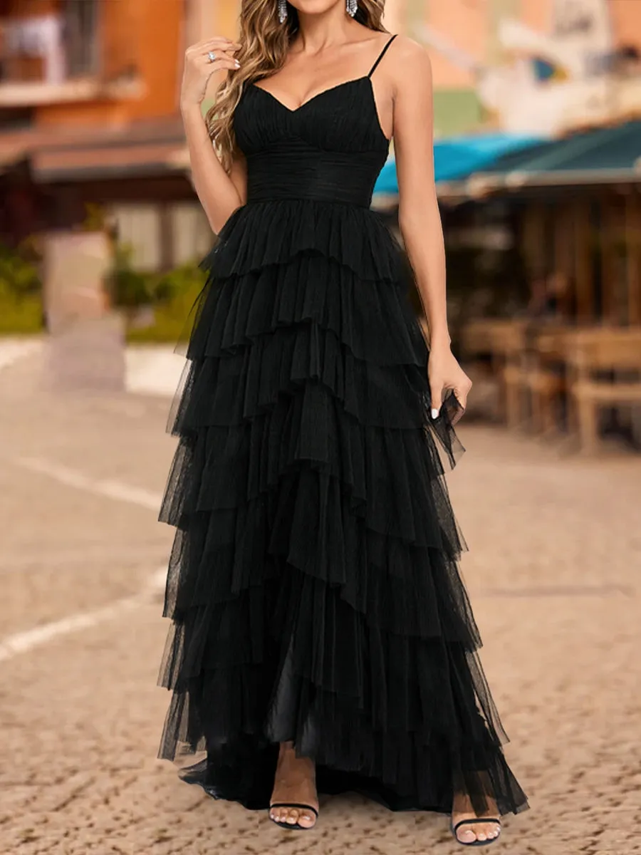 A-Line/Princess V-Neck Sleeveless Tiered Prom Dresses sold by Lavetir product image thumbnail 3