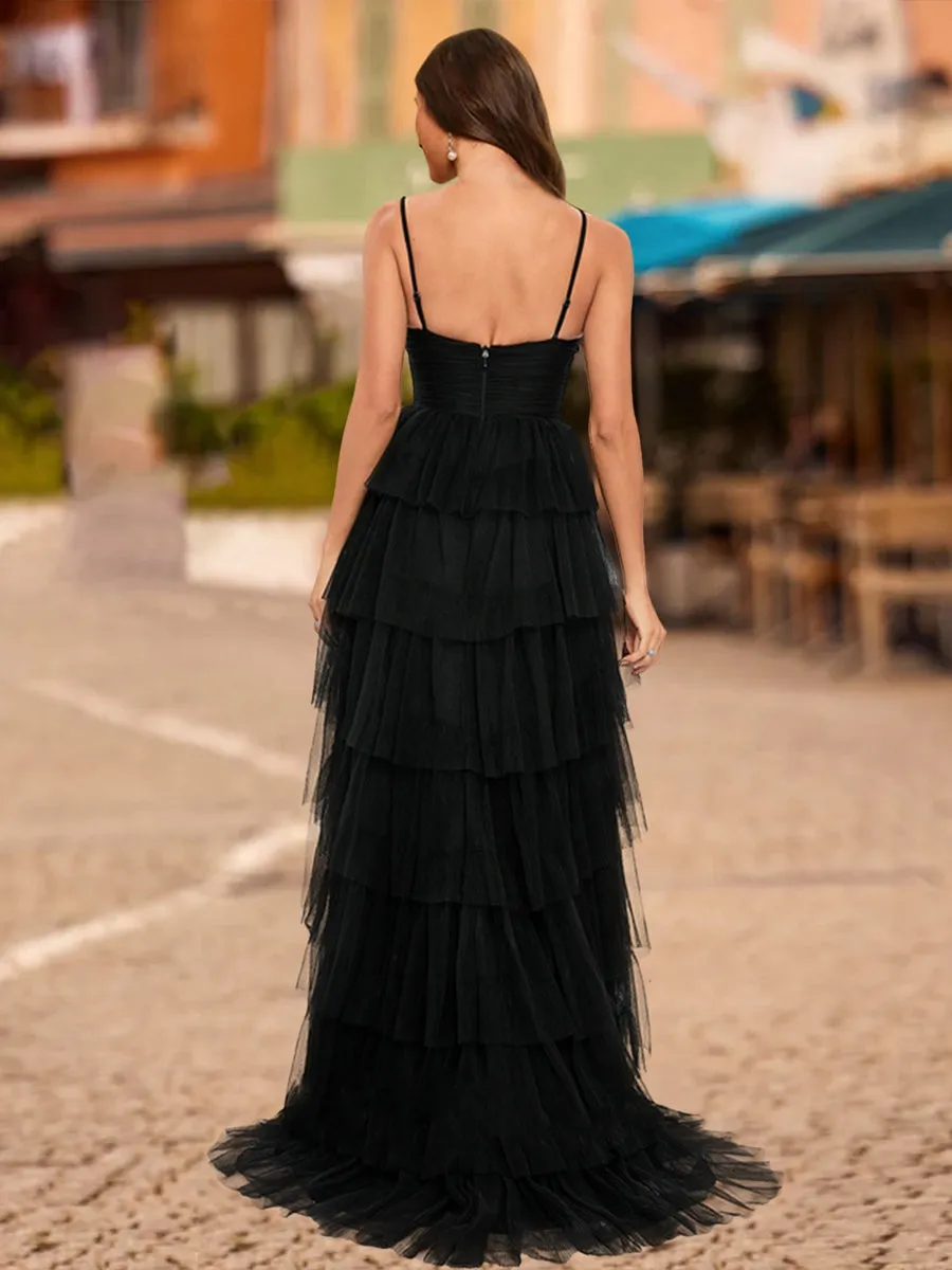 A-Line/Princess V-Neck Sleeveless Tiered Prom Dresses sold by Lavetir product image thumbnail 2