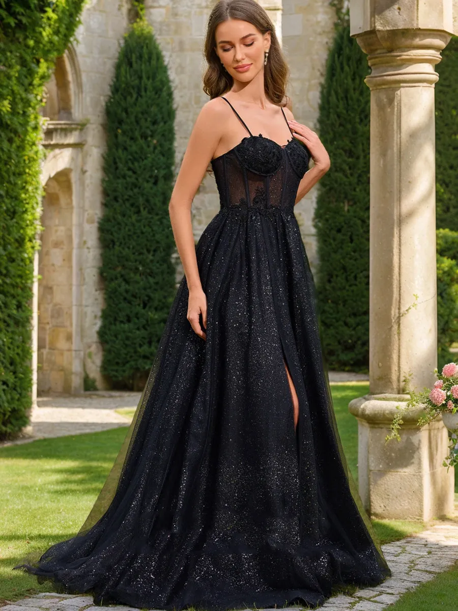 A-Line/Princess Sweetheart Sleeveless Appliques Prom Dresses sold by Lavetir product image thumbnail 3