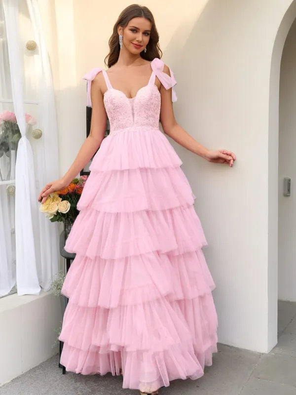 Ball Gown Sweetheart Sleeveless Applique Prom Dresses sold by Lavetir