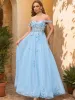 Ball Gown Off the Shoulder Short Sleeves Applique Prom Dresses sold by Lavetir