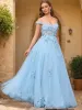 Ball Gown Off the Shoulder Short Sleeves Applique Prom Dresses sold by Lavetir