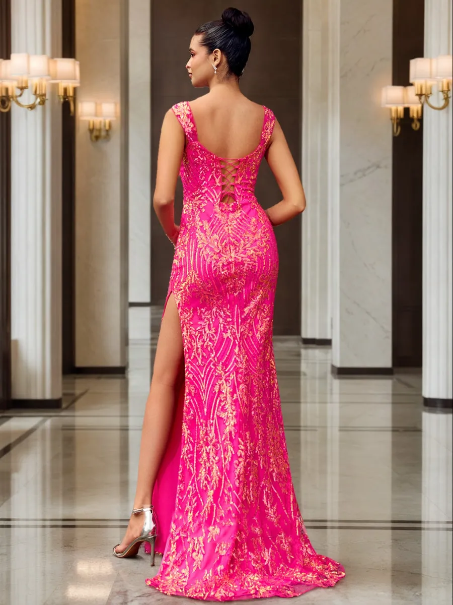 Trumpet/Mermaid V-Neck Sleeveless Sequins Prom Dresses sold by Lavetir product image thumbnail 2
