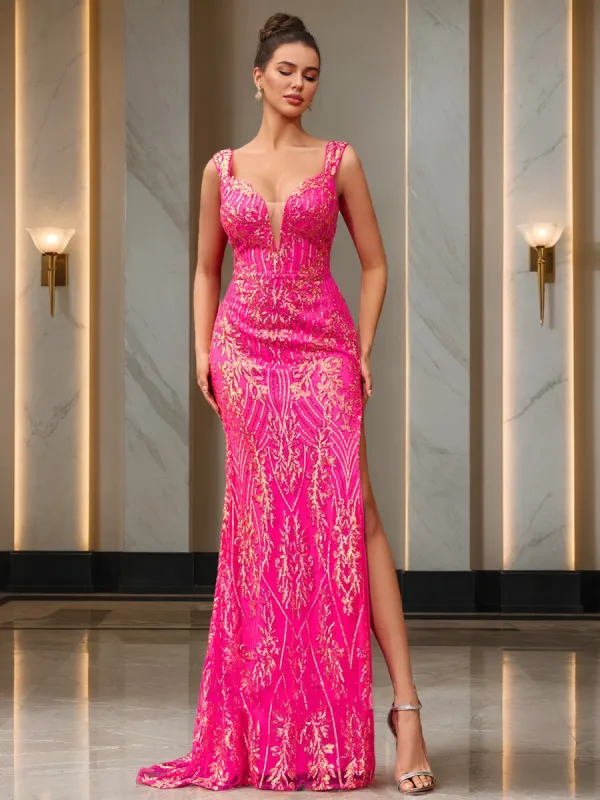 Trumpet/Mermaid V-Neck Sleeveless Sequins Prom Dresses sold by Lavetir