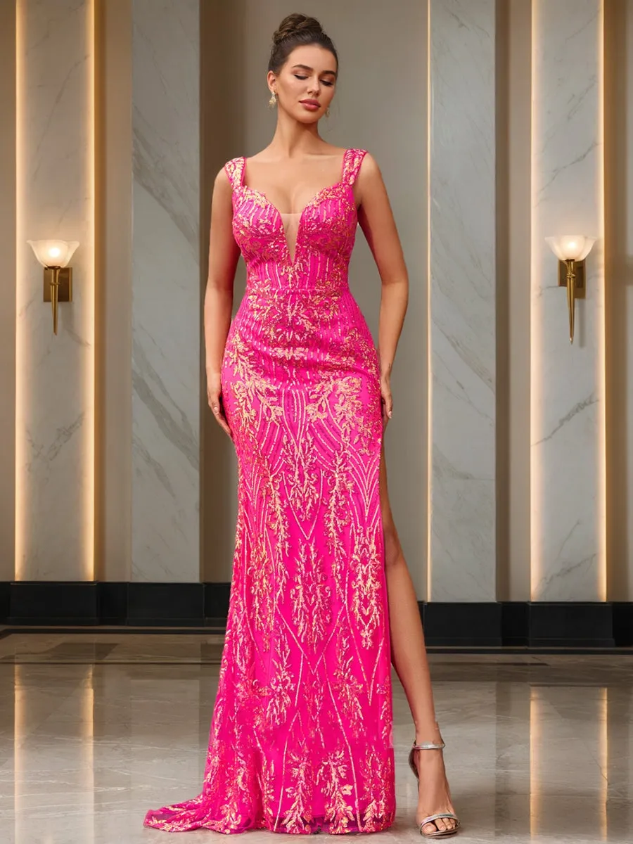 Trumpet/Mermaid V-Neck Sleeveless Sequins Prom Dresses sold by Lavetir