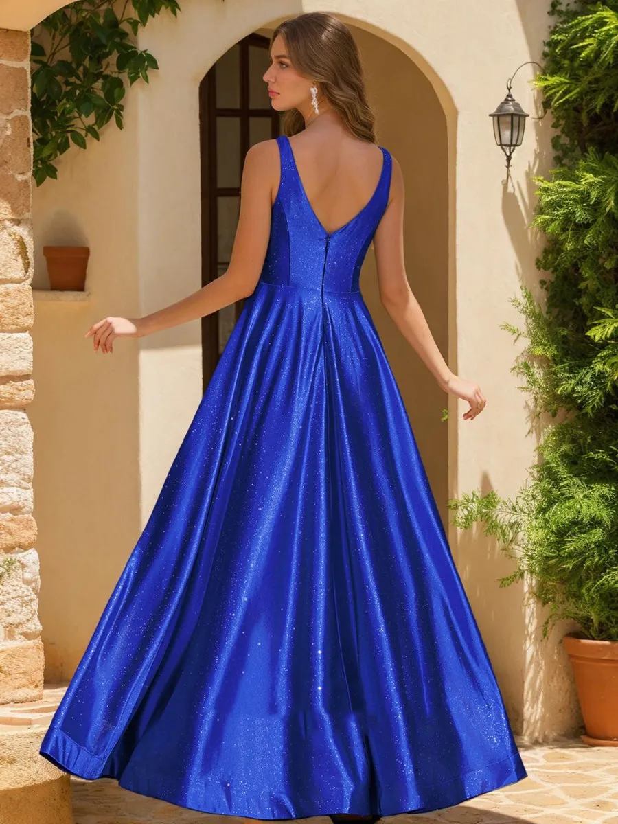 A-Line/Princess V-Neck Sleeveless Split Side Prom Dresses sold by Lavetir product image thumbnail 2