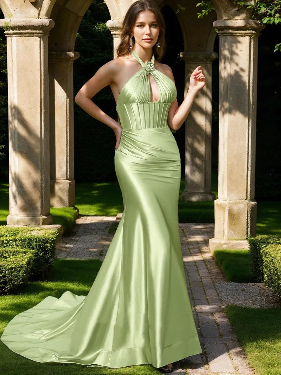 Trumpet/Mermaid Halter Sleeveless Ruched Prom Dresses sold by Lavetir