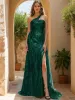 Sheath/Column One-Shoulder Sleeveless Sequins Prom Dresses sold by Lavetir