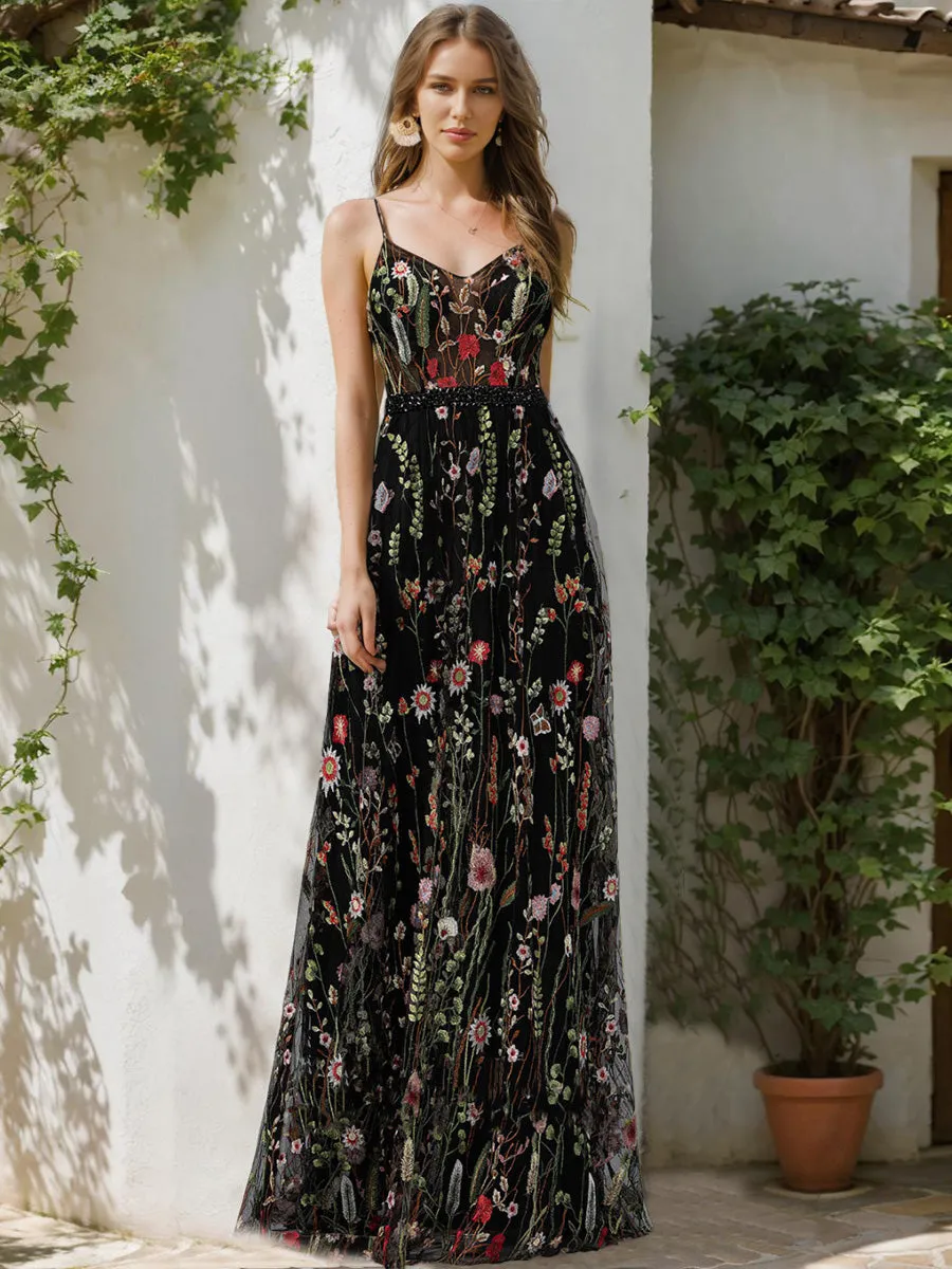 A-Line/Princess V-Neck Sleeveless Beading Prom Dresses sold by Lavetir