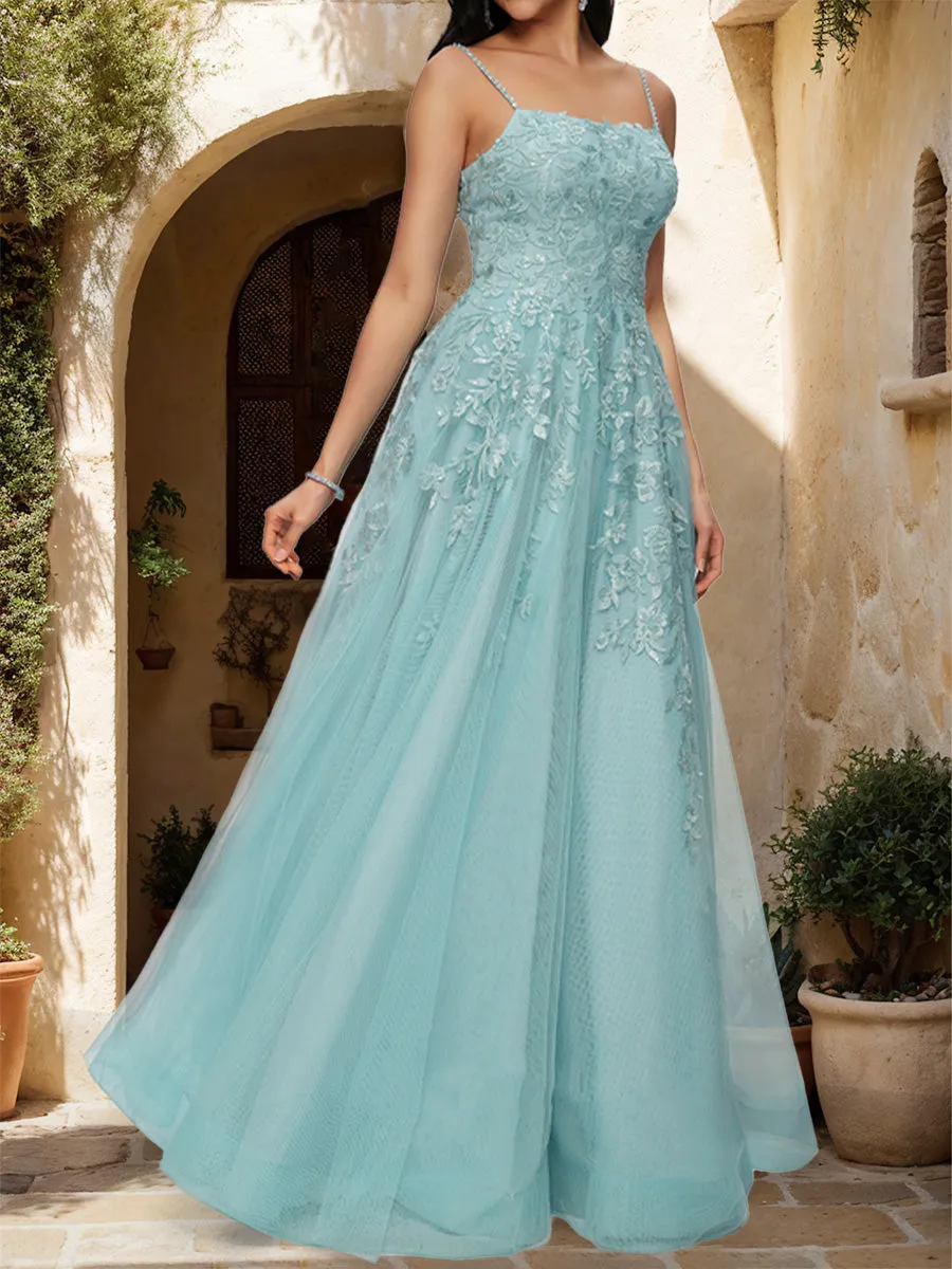 A-Line/Princess Scoop Sleeveless Applique Prom Dresses sold by Lavetir product image thumbnail 3