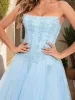 Ball Gown Strapless Sleeveless Applique Prom Dresses sold by Lavetir