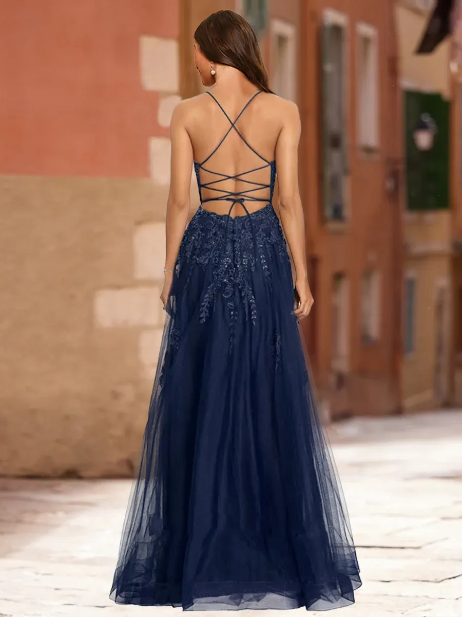 A-Line/Princess Scoop Sleeveless Applique Prom Dresses sold by Lavetir product image thumbnail 2