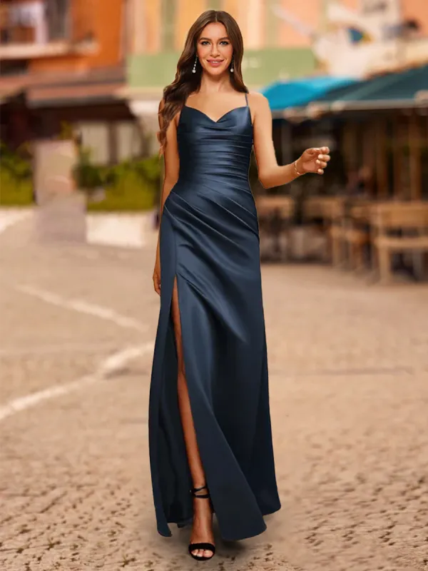 Sheath/Column V-Neck Sleeveless Ruched Prom Dresses sold by Lavetir