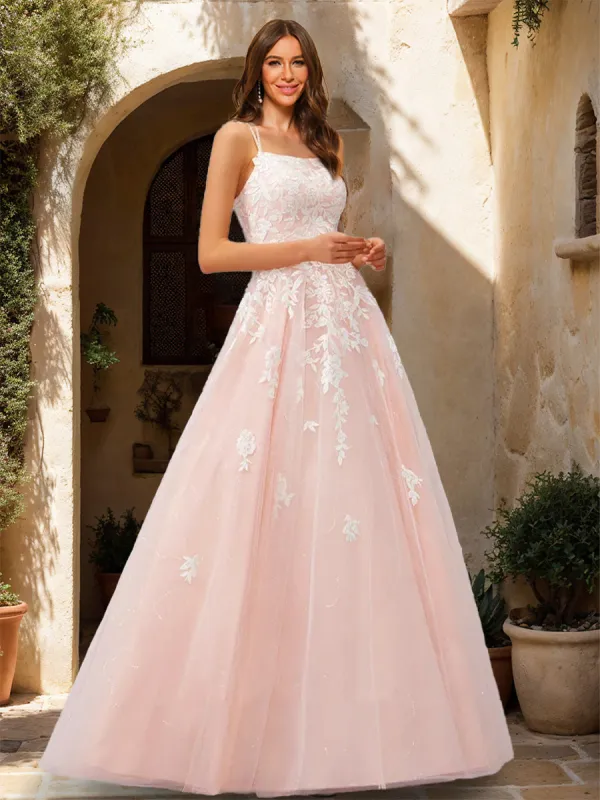 A-Line/Princess Scoop Sleeveless Applique Prom Dresses sold by Lavetir