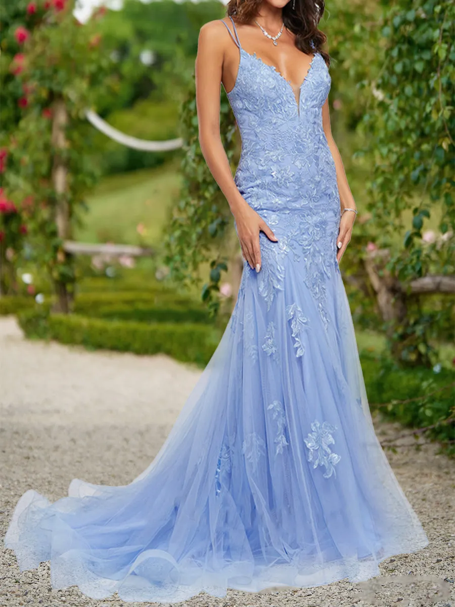 Trumpet/Mermaid V-Neck Sleeveless Sequins Prom Dresses sold by Lavetir product image thumbnail 3