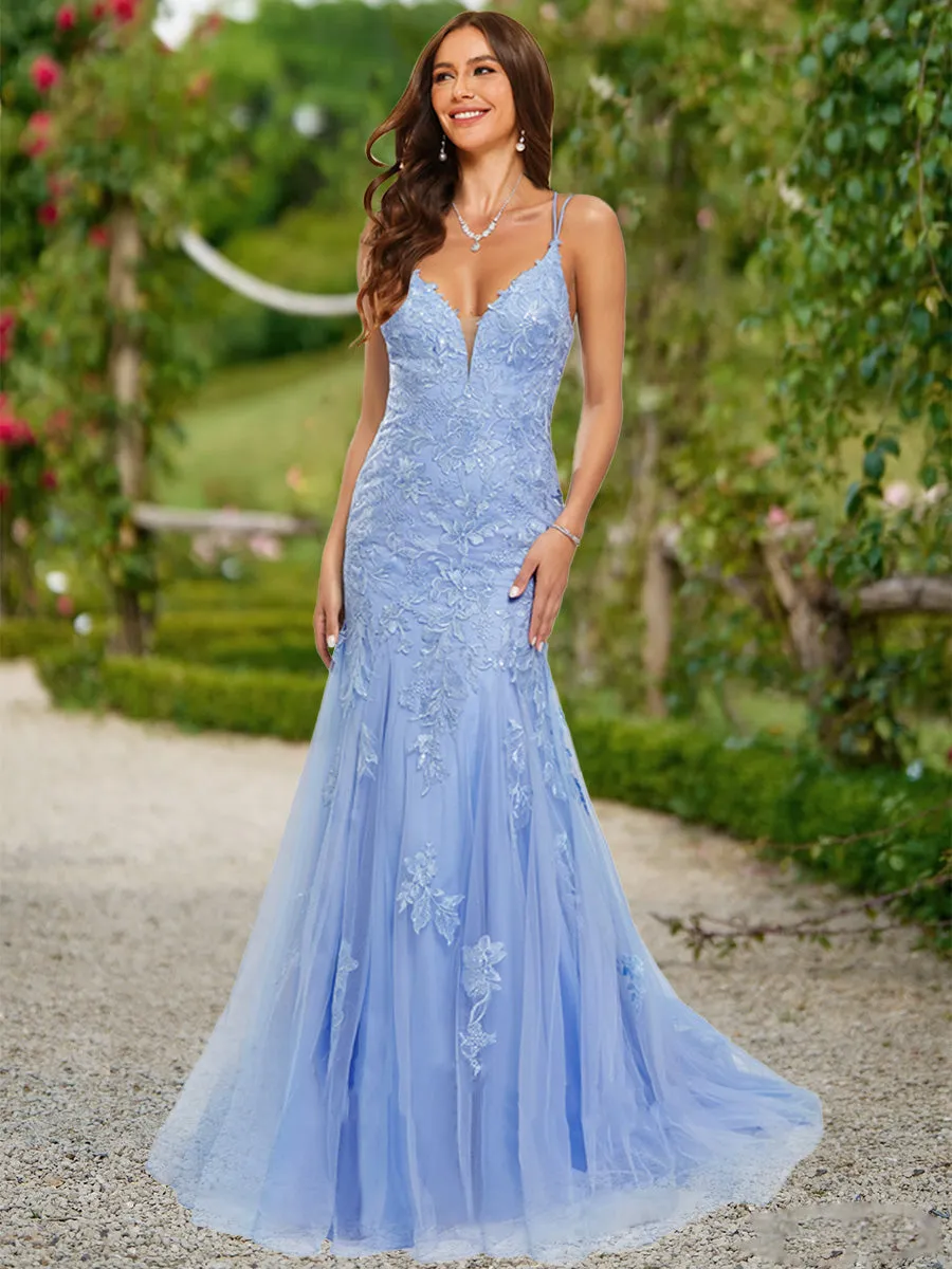 Trumpet/Mermaid V-Neck Sleeveless Sequins Prom Dresses sold by Lavetir