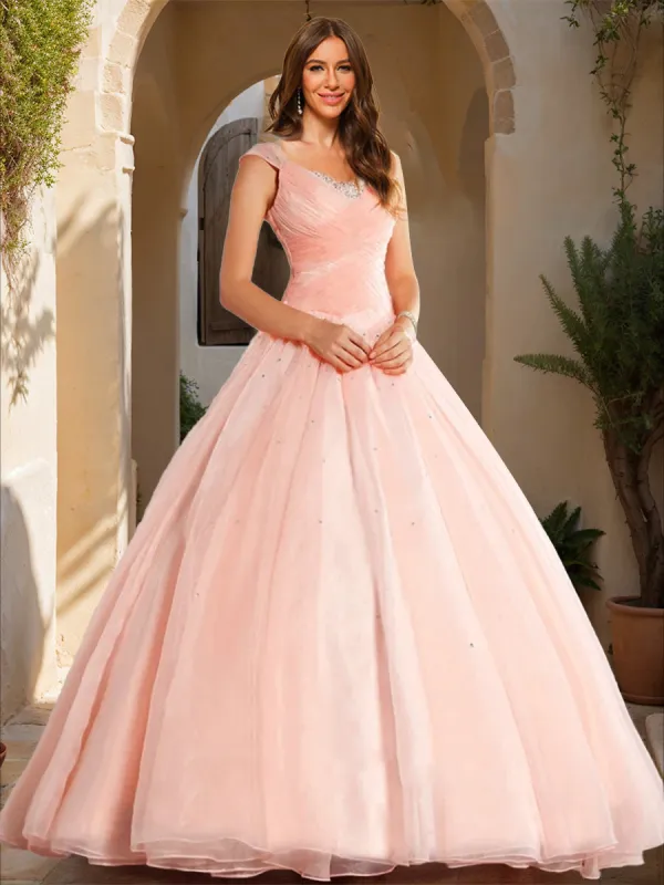 Ball Gown V-Neck Sleeveless Sequins Prom Dresses sold by Lavetir