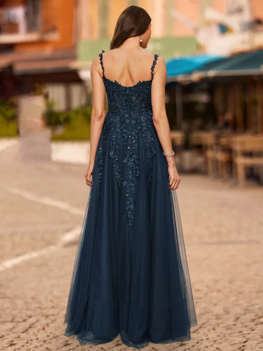 A-Line/Princess V-Neck Sleeveless Lace Prom Dresses sold by Lavetir product image thumbnail 2