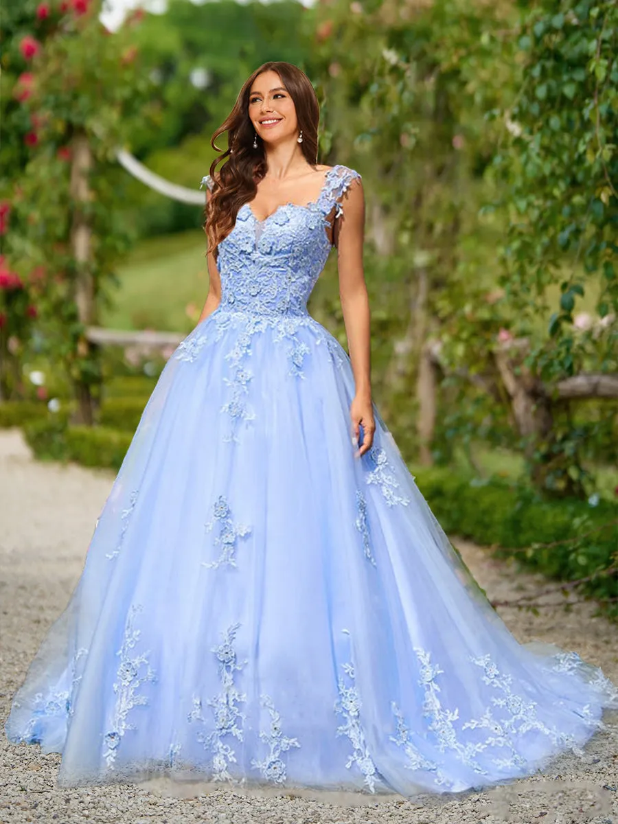 Ball Gown Sweetheart Sleeveless Lace Prom Dresses sold by Lavetir