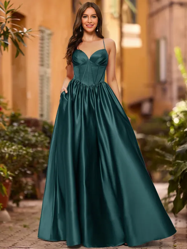 A-Line/Princess Sweetheart Sleeveless Ruched Prom Dresses sold by Lavetir