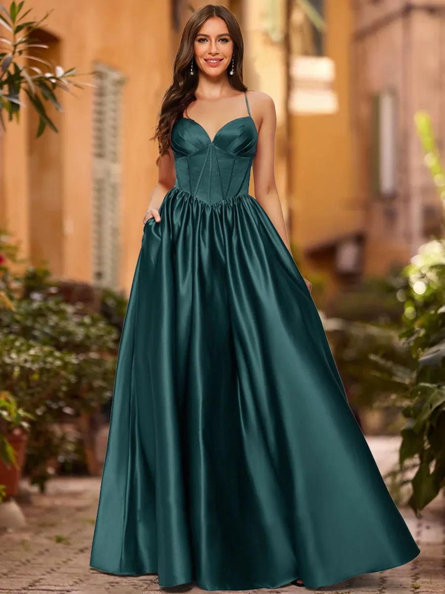 A-Line/Princess Sweetheart Sleeveless Ruched Prom Dresses sold by Lavetir