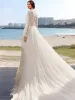 A-Line/Princess V-Neck Long Sleeves Lace Wedding Dresses sold by Lavetir
