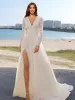 A-Line/Princess V-Neck Long Sleeves Lace Wedding Dresses sold by Lavetir