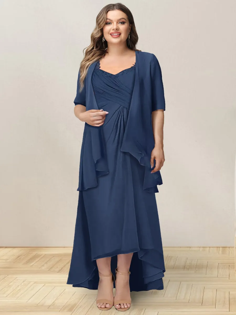 A-Line/Princess Sleeveless Long Formal Plus Size Evening Dresses With Ruffles & Jacket sold by Lavetir